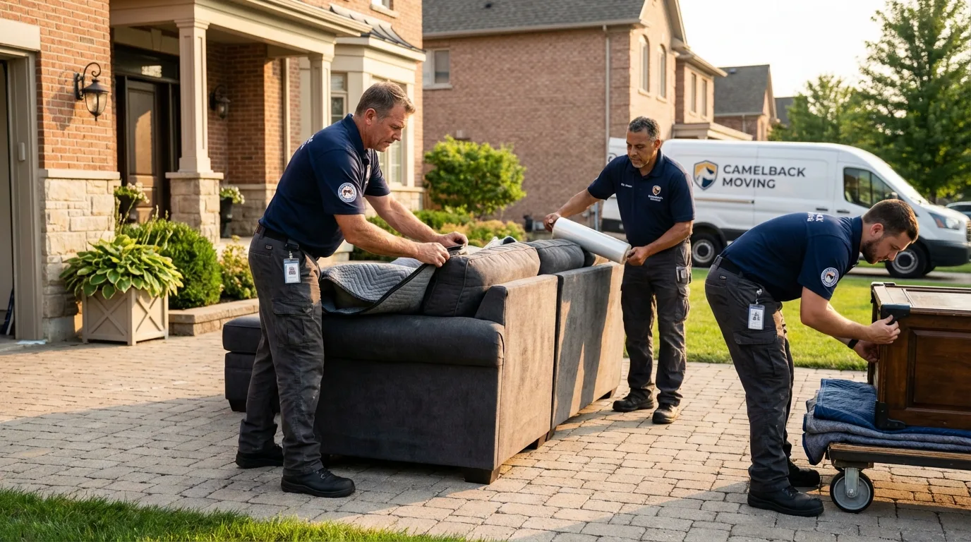 Large estate moving crew wrapping furniture in Metamora, IL