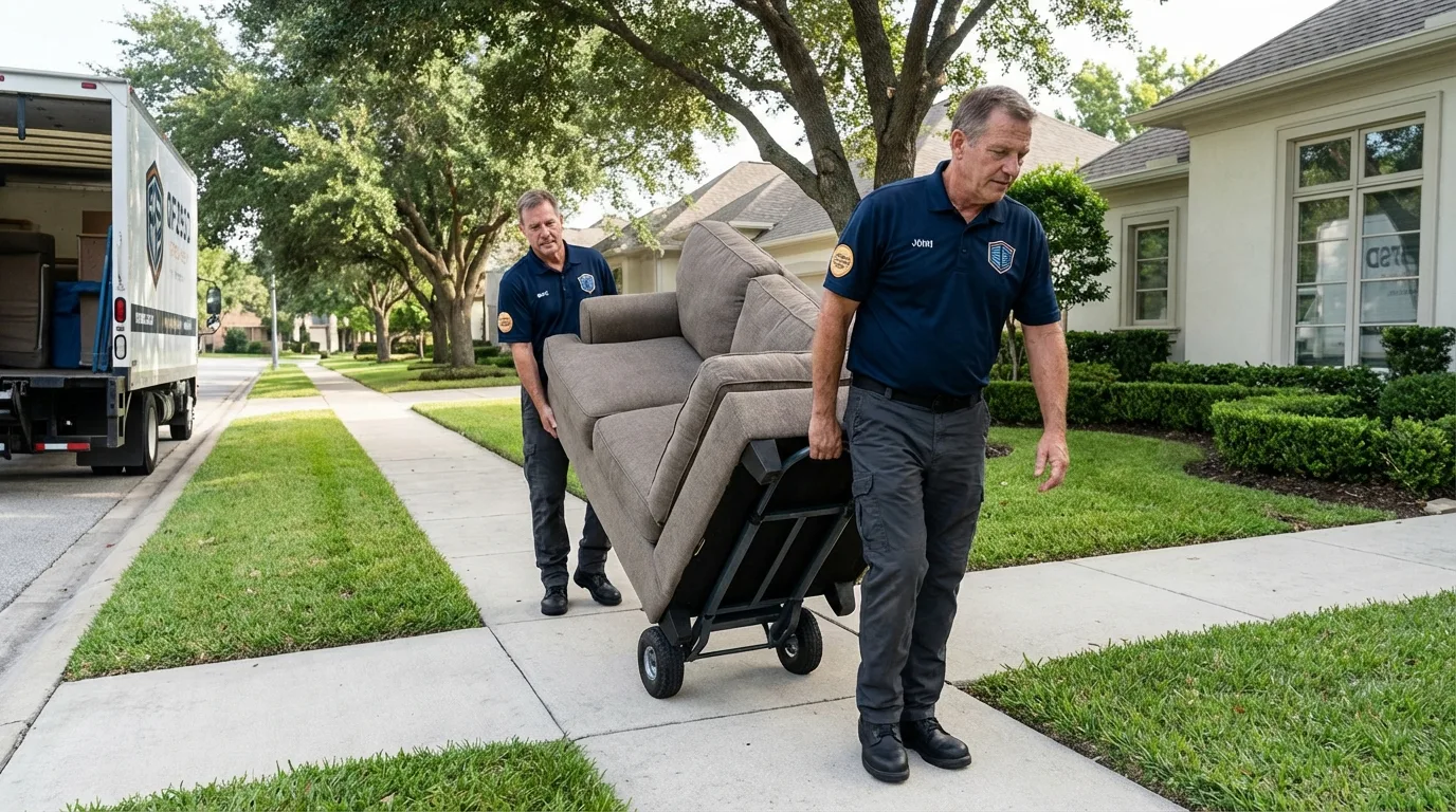 Local residential moving crew loading furniture in Metamora, IL